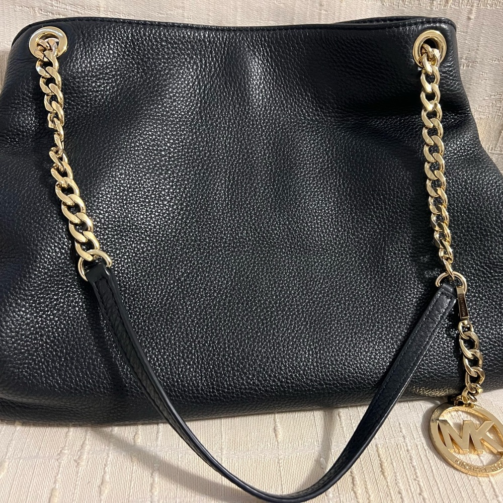 Michael Kors Black Pebbled Leather with Gold Hardware
